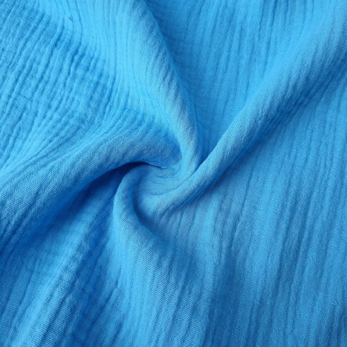 Tela Gasa Pañalera 100% Algodon Baby Cotton X Metro 351 - Celeste Bandera Liso