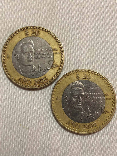 Moneda De 20 Pesos Del Año 2000 De Octavio Paz