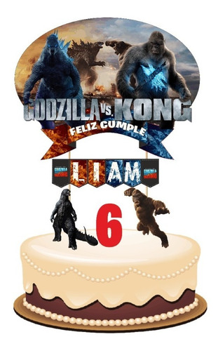 Godzilla Vs Kong  Cake Topper Adorno Para Tortas