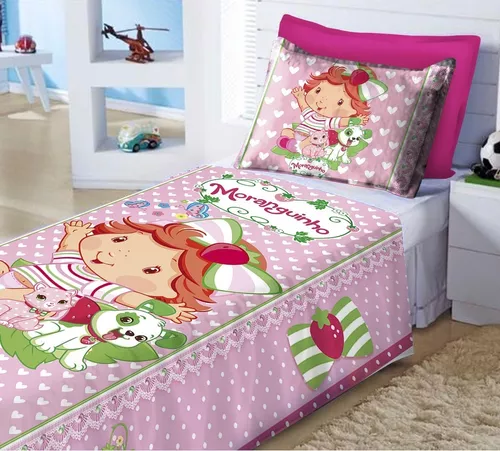 Erosebridal Lençóis de cama de solteiro rosa para crianças Kawaii Frog Cow  Lençóis, Morango Fofo, Conjunto