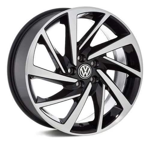 Rodas Jetta Golf Aro 17 5x112 (jogo)+bicos Cor Preto Com Diamantado