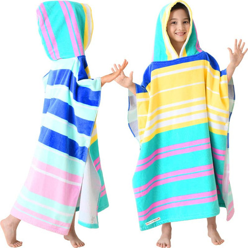 Toalla De Poncho Unisex Con Capucha Para Nios, Para Playa, 