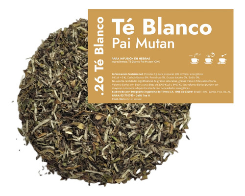 Imagen 1 de 1 de Te Blanco Pai Mutan En Hebras X 250 G - Hora De Blendear