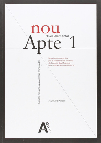 Libro: Nou Apte 1.(nivell Elemental). Pellicer Borras, Joan.