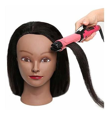 Cabeza Entrenamiento Cabello Natural Negro 45cm Sophire Negro