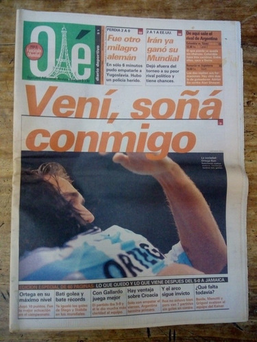 Ole Diario Deportivo Lunes 22 De Junio 1998