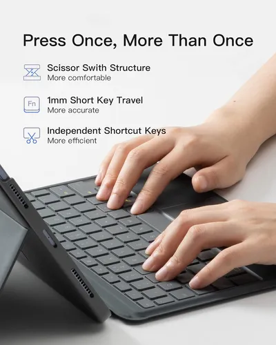 Funda Con Teclado Inateck, Gris, Compatible Con iPad Air 5/4
