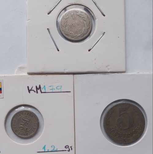 3 Monedas Antiguas De Colombia Diferente Año Y Denominación.