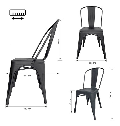Silla Artchairs De Comedor Con 82 De Alto X 4u Envio Gratis! Negro