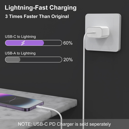 Cable Usb-c A Lightning De 1 M Para iPhone 14 [apple Mfi Cer