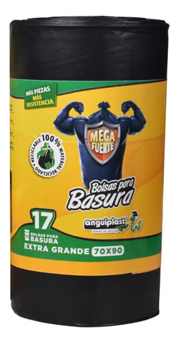 Bolsa Negra Para Basura En Rollo Jumbo 70 X 90 Cm 17 Piezas
