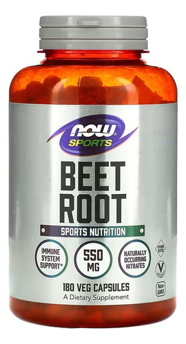 Suplemento Em Cápsulas Now Foods  Superalimento Beet Root Beterraba Beet Root Sabor  Without Flavor Em Frasco De 300g 180 Un