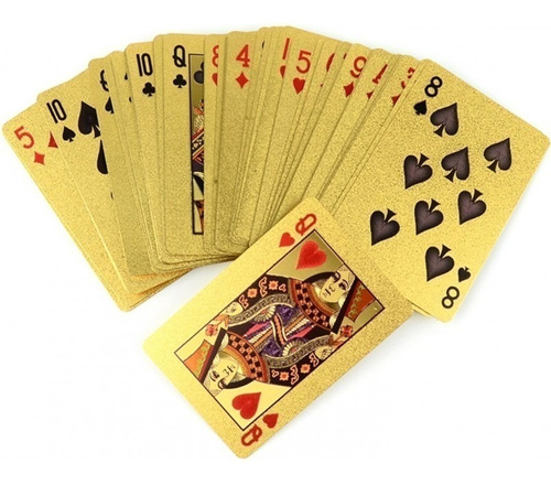 Mazo De Cartas Poker Doradas Naipes Baraja Oro X10