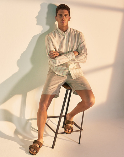 Imagen 7 de 9 de Camisa Tamarit, Hombre, Lino, Classic Fit, Rayas, Equus
