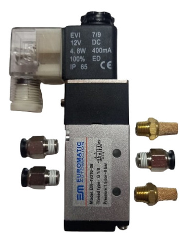 Electrovalvula Solenoide Neumatica 5/2 Rosca 1/8 Completa