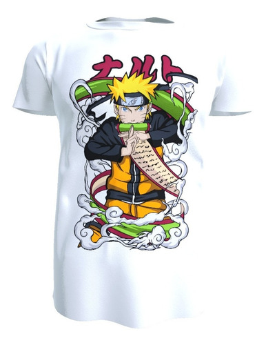 Polera Diseño Naruto, Pergamino 100% Algodon