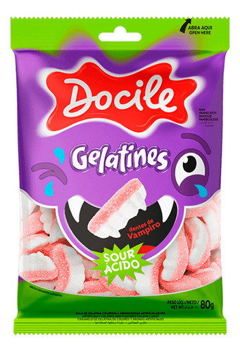 Gelatines Dentes De Vampiro Cítricos Docile 80g 1und