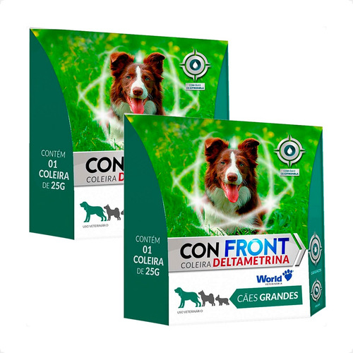 2 Confront Coleira Deltametrina 25g P/ Cães Porte Grande 1un