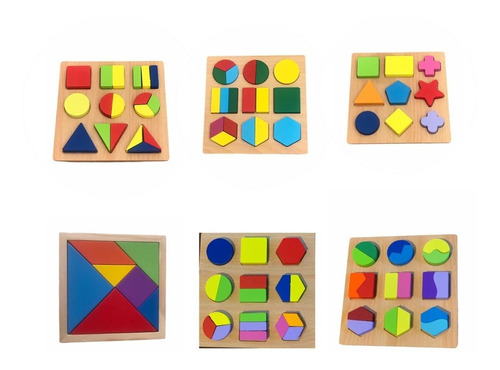 Set 6 Rompecabezas Geométricas Tangram Montessori Didáctico