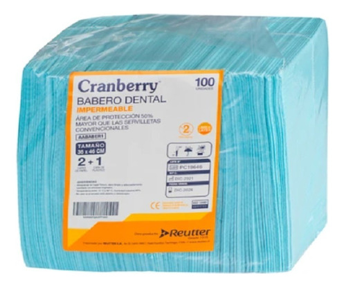 Babero Dental Impermeable Cranberry Campo De Trabajo 100 Uni