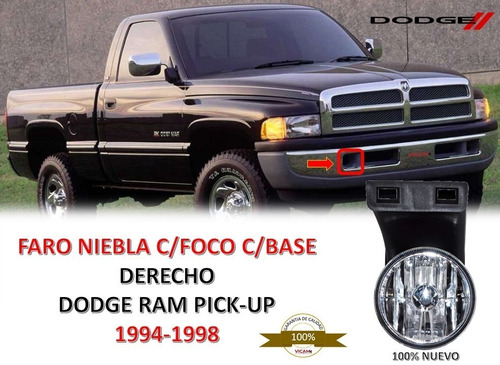 Faro Niebla  Dodge Ram Pick-up  1994-1998 Derecho Con Foco