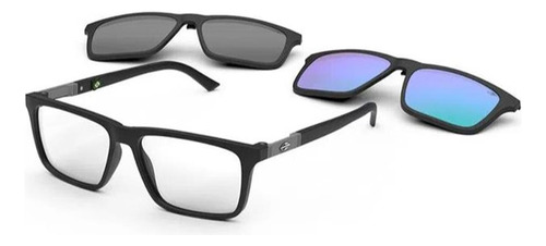 Óculos De Grau Clip-on Mormaii Swap 4 Preto Fosco Cinza