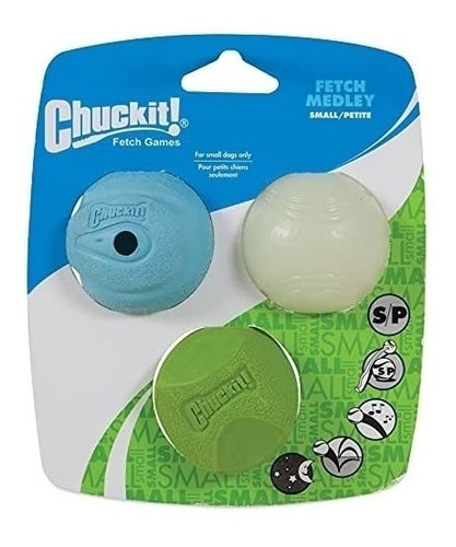 ¡chuckit! Fetch Ball Medley Trio, Pequeño, Paquete De 3