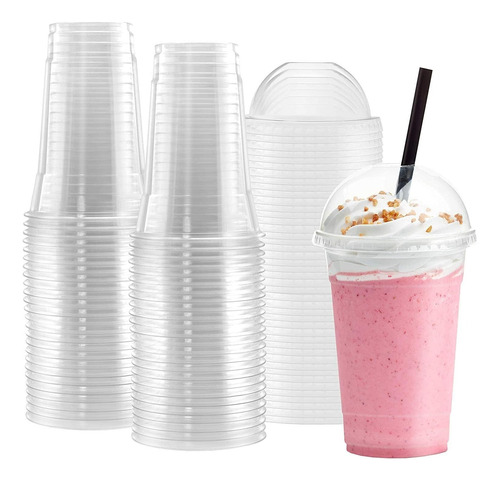 Vasos Para Frappe Con Tapa Domo 16oz Guppi 100 Piezas Transparente
