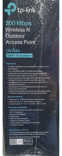 Tplink Acces Point Outdoor Wireless N 300mbps Eap110-outdoor