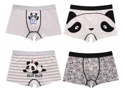 Set De 4 Bóxers De Algodón Para Niño Diseño De Oso Panda