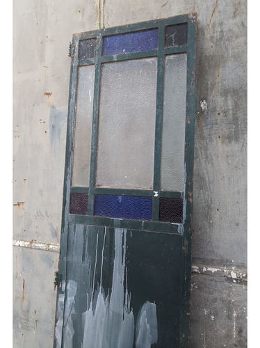 Hoja De Puerta Antigua De Chapa Y Hierro Con 9 Vidrios (Usado)