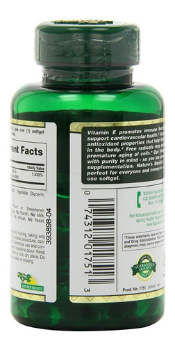 Vitamina E 180 Mg Nature's Bounty 120 Capsulas Blandas