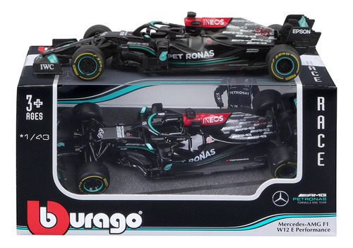 Modelo De Coche Bburago 1:43 Mercedes Benz Amg W12 #44hamilt