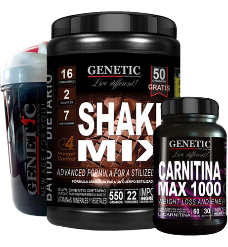 Batidos Diet Reemplaza Comidas Shake Mix L Carnitina Genetic