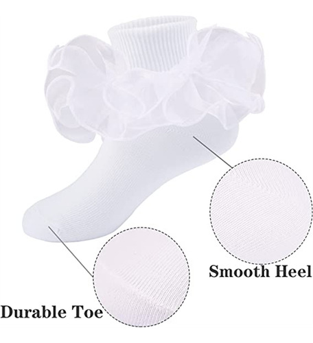 Calcetines De Encaje Con Volantes Para Niñas, 3 Pares, Calce