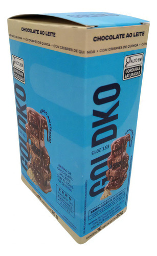 Gold & Ko Quinoa Crisps barra chocolate ao leite com quinoa zero açúcar 10 unidades 20gr