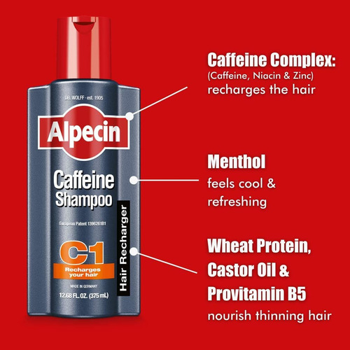 Champú Con Cafeína Alpecin C1, 8.45 Fl Oz (paquete De 2) Cha