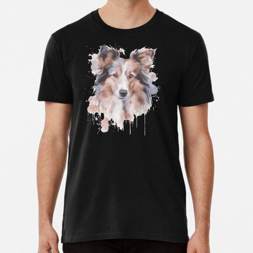 Remera Retrato De Perro Pastor De Shetland Con Fondo Pastel 