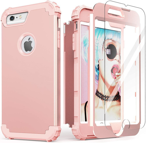 Funda Para iPhone 6s Plus Idweel + Vidrio Templado Rosa Oro