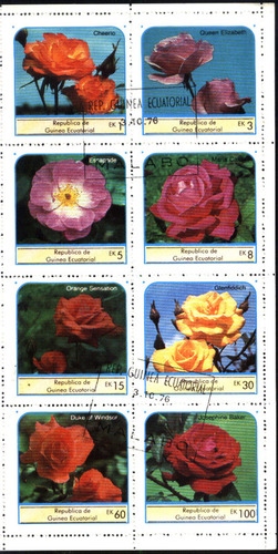 Zx37 Estampillas Serie Compl Guinea Ecuatorial Flores Rosas