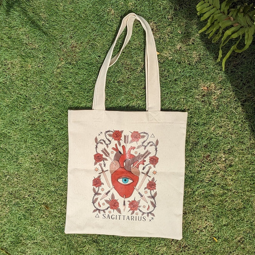 Tote Bags Signo Sagitario De Tela Cruda Semi-canva 