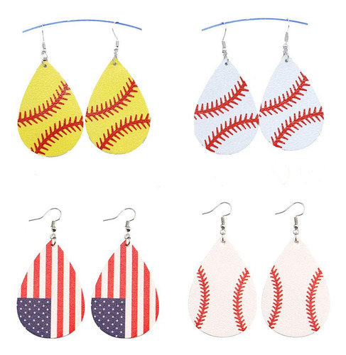 Pendientes De Béisbol Para Mujer Pendientes De Cuero De Béis