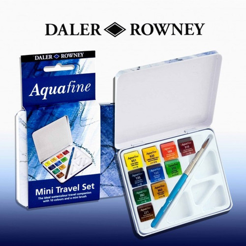 Acuarela Daler Rowney Aquafine Travel Set 10 Colores