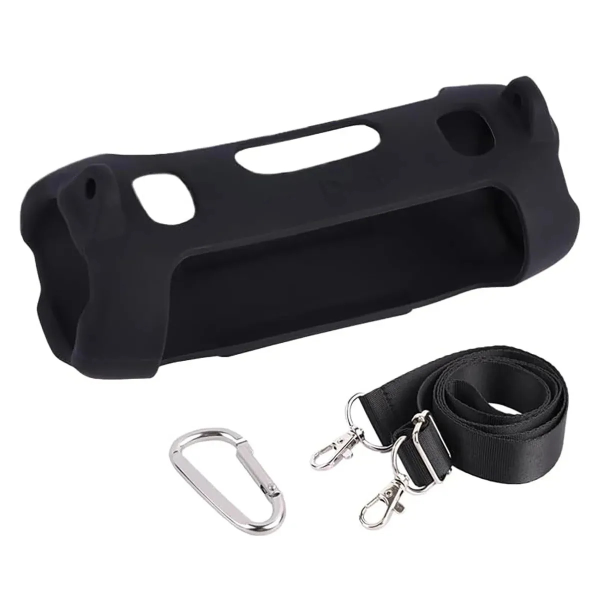 Funda Protectora de Silicona para JBL Charge 6 con Correa y Mosquetón, Negra
