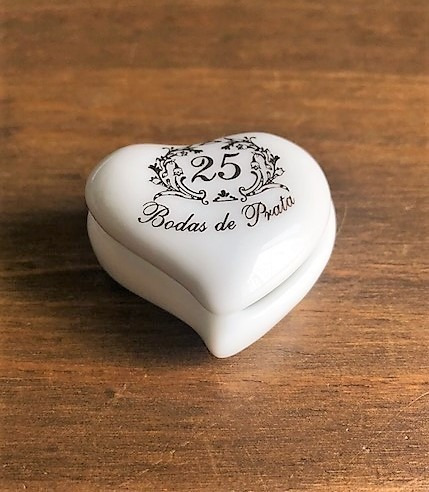 Kit 5 Porta-joias Coração Bodas Prata 25 Anos Casamento