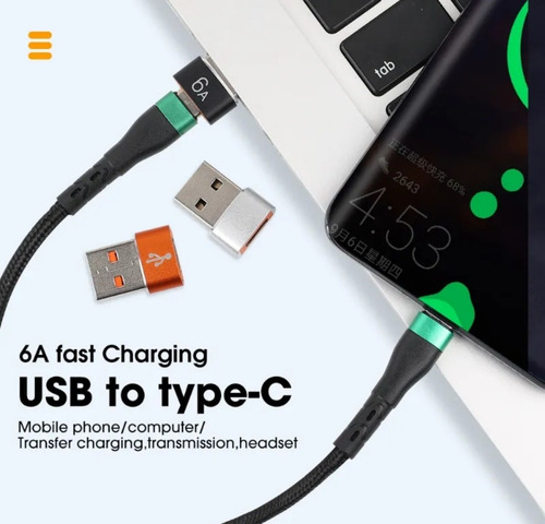 Imagen 3 de 4 de Adaptador Tipo C Hembra A Usb Macho / 6 A / Pack X 3 Unidad