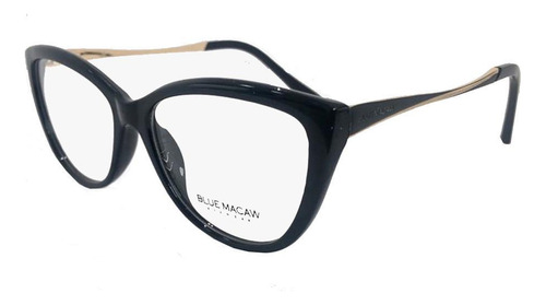 Óculos Armação Blue Macaw M119 123 Preto Acetato Feminino