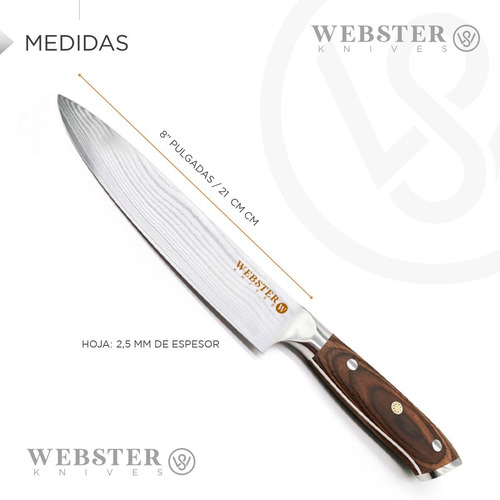 Imagen 4 de 5 de Cuchillo Acero Premium Webster Parrillero Cocina Chef Asado