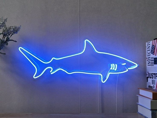 Letrero Led Neon En Acrilico De 3 Mm 40*32cm Tiburon