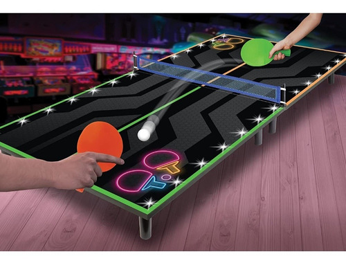 Juego De Mesa Ping Pong Con Luces Neon 100x50cm De Madera